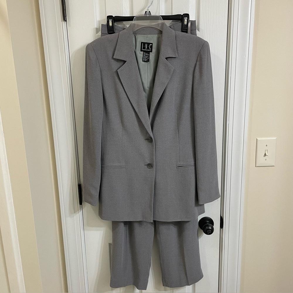 INC International Concepts Gray Two Button Lined Pantsuit Jacket Women’s Size 8